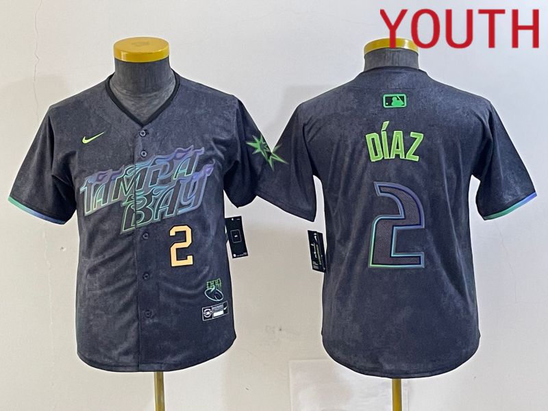 Youth Tampa Bay Rays 2 Diaz Nike MLB Limited City Connect Black 2024 Jersey style 2
